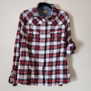 Women's Jachs Girlfriend Snap Button Flannel Shirt, XL